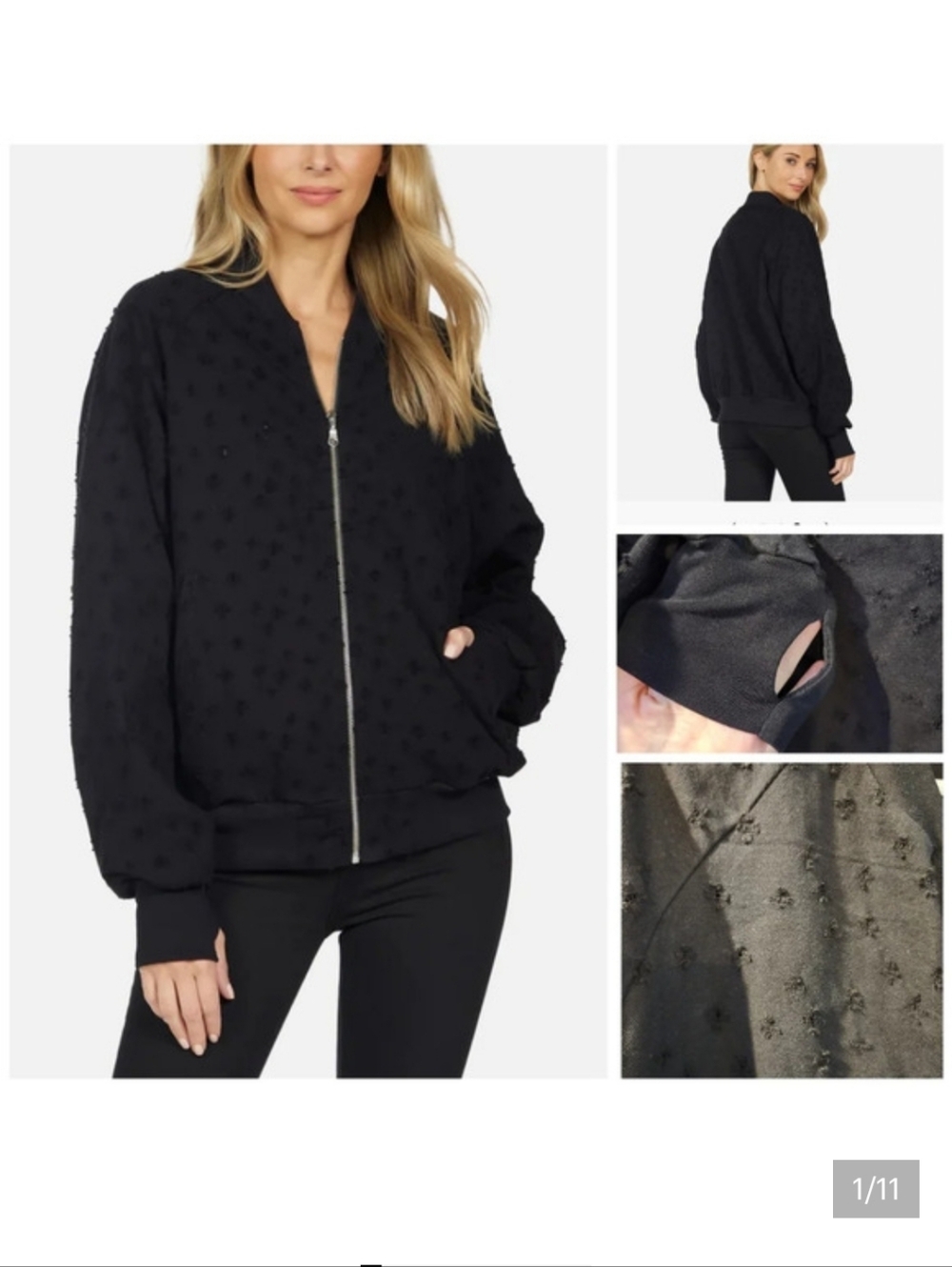 Michael Lauren Credence Oversized Bomber with thumbholes